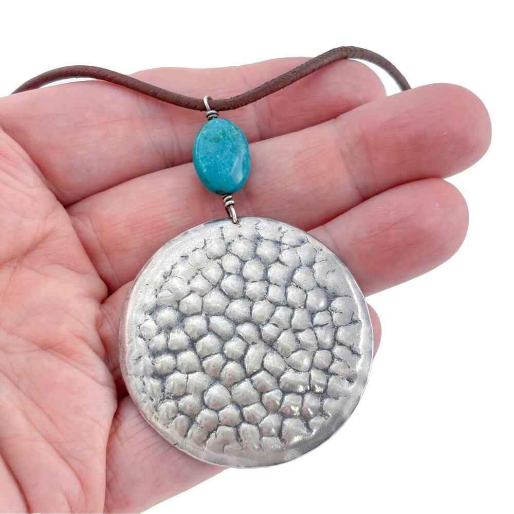 Retired Silpada Sterling Silver 925 Pebble Disc Pendant Necklace 17"